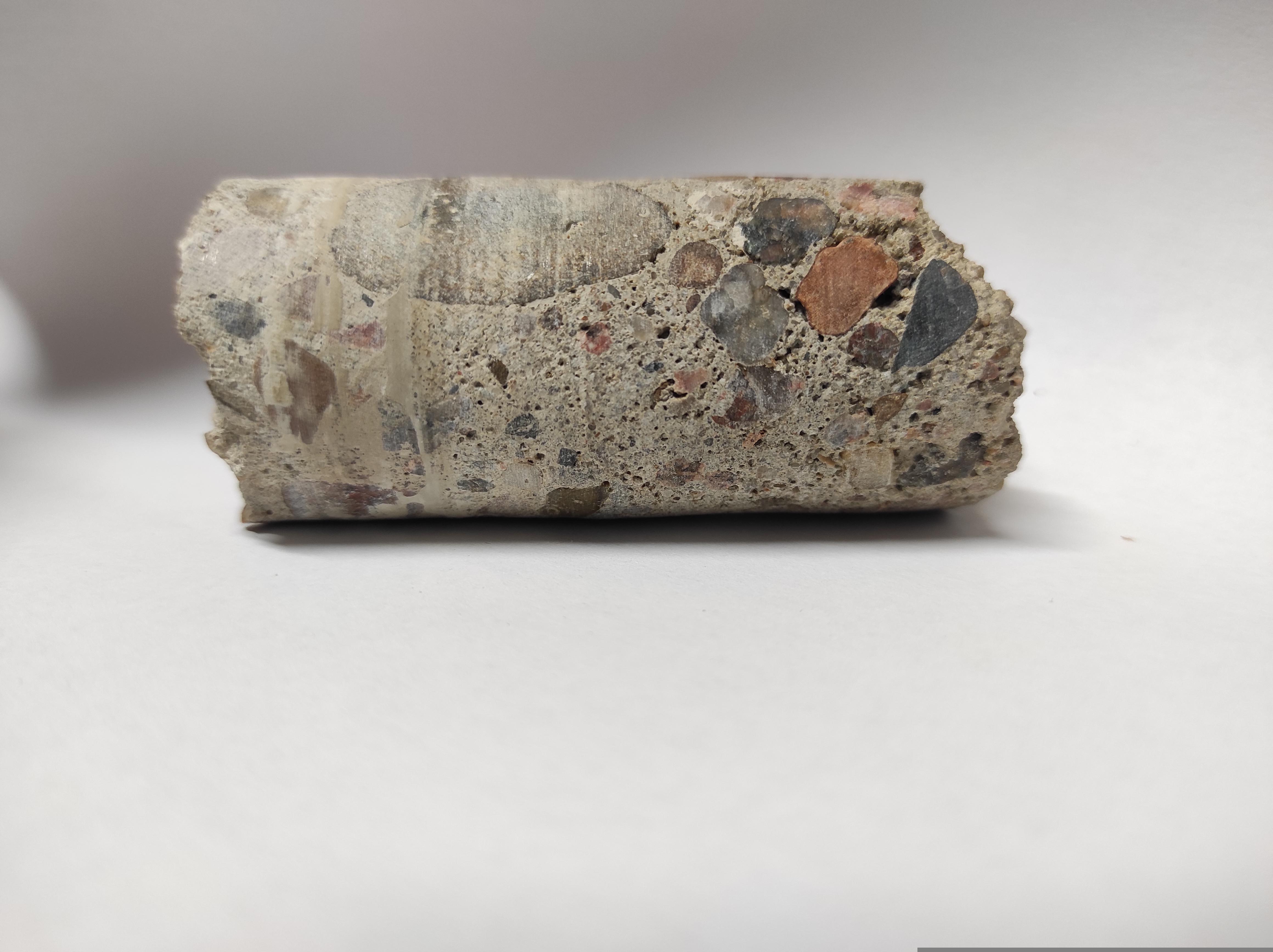 Concrete core sample from a structural defect investigation